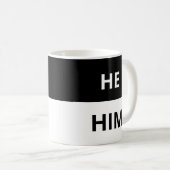Hij/hij Pronouns Black & White Classic Mok (Voorkant rechts)