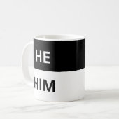 Hij/hij Pronouns Black & White Classic Mok (Voorkant links)