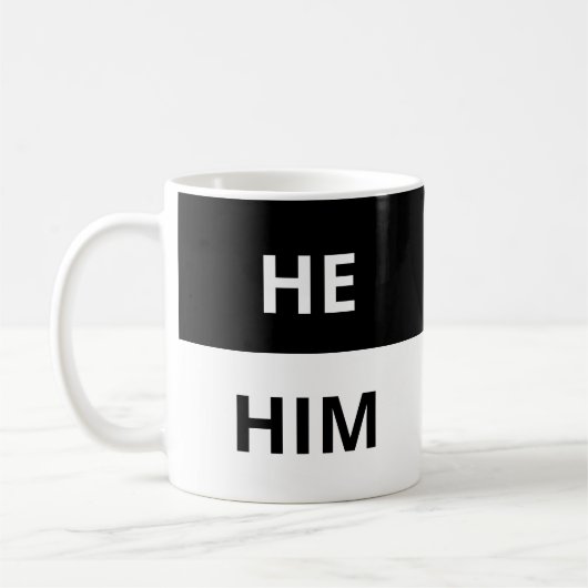 Hij/hij Pronouns Black & White Classic Mok (Links)