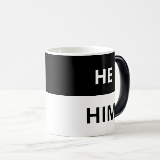 Hij/hij Pronouns Black & White Morphing Mok (Voorkant rechts)