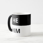 Hij/hij Pronouns Black & White Morphing Mok (Voorkant links)