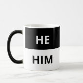 Hij/hij Pronouns Black & White Morphing Mok (Links)