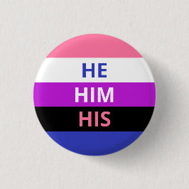 Hij/hij Pronouns Genderfluiddas Ronde Button 3,2 Cm
