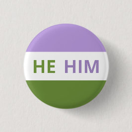Hij/hij Pronouns Genderqueer Flag Badge Ronde Button 3,2 Cm