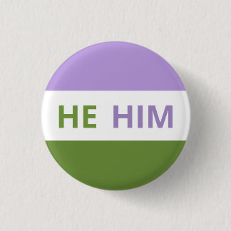 Hij/hij Pronouns Genderqueer Flag Badge Ronde Button 3,2 Cm