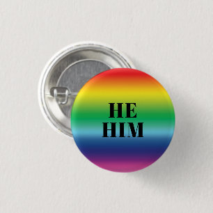 Hij, hij, Pronouns Lgbtq Lgbt Rainbow Colors Ronde Button 3,2 Cm