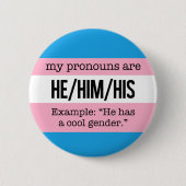 Hij/hij Pronouns - Transgender Flag Ronde Button 5,7 Cm (Voorkant)