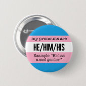 Hij/hij Pronouns - Transgender Flag Ronde Button 5,7 Cm (Voorkant /achterkant)