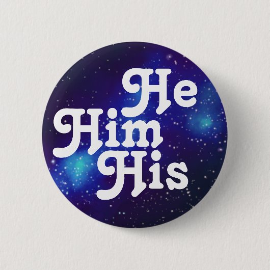 Hij/hij/zijn  Galaxy Pronoun Button (Voorkant)