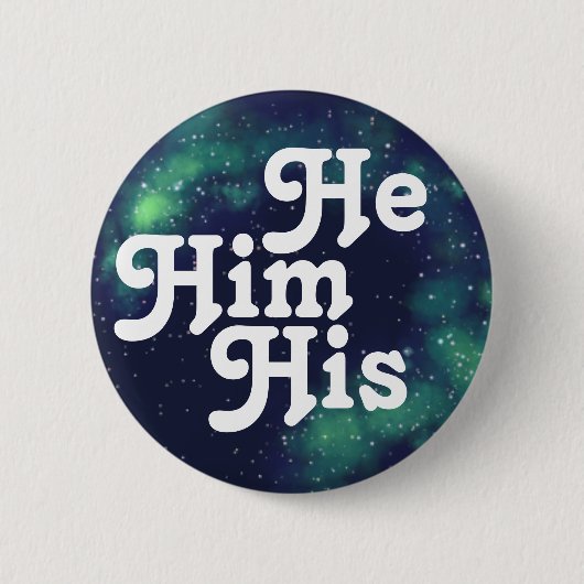 Hij/hij/zijn Galaxy Pronoun Button (Voorkant)