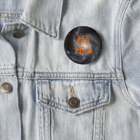 Hij Him pronoun pin Ronde Button 5,7 Cm (In situ)