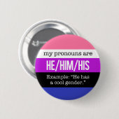 Hij/Him Pronouns - Gendervloeistofvlag Ronde Button 5,7 Cm (Voorkant /achterkant)
