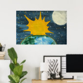 HIJ HOND DE ZON EN DE MOON POSTER (Thuiskantoor)