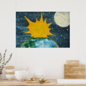 HIJ HOND DE ZON EN DE MOON POSTER (Keuken)