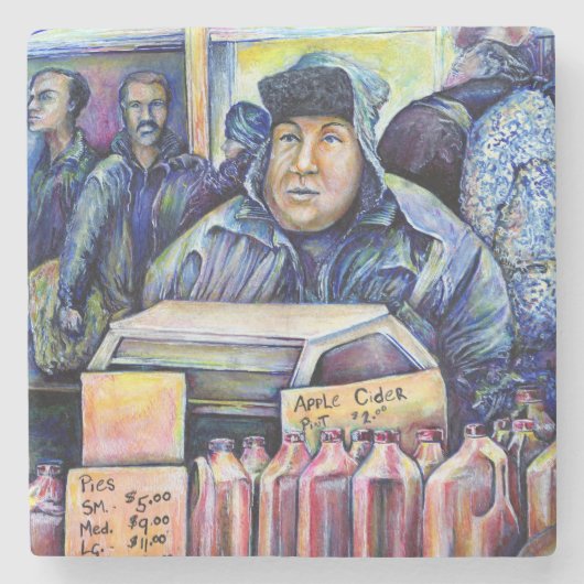 Hij hoorde wat ik zag stenen onderzetter (Voorkant)