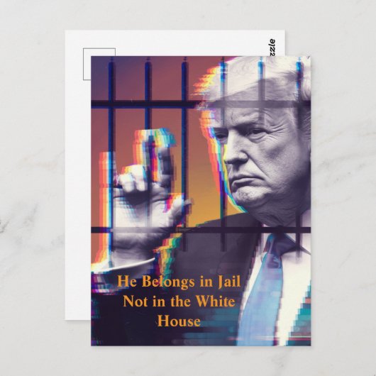 Hij hoort thuis in de gevangenis en heeft kunst ac briefkaart (Voorkant / Achterkant)