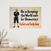 Hij houdt de wereld veilig voor democratie poster (Keuken)