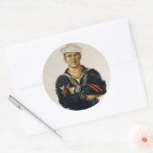 Hij houdt de wereld veilig voor democratie ronde sticker (Envelop)