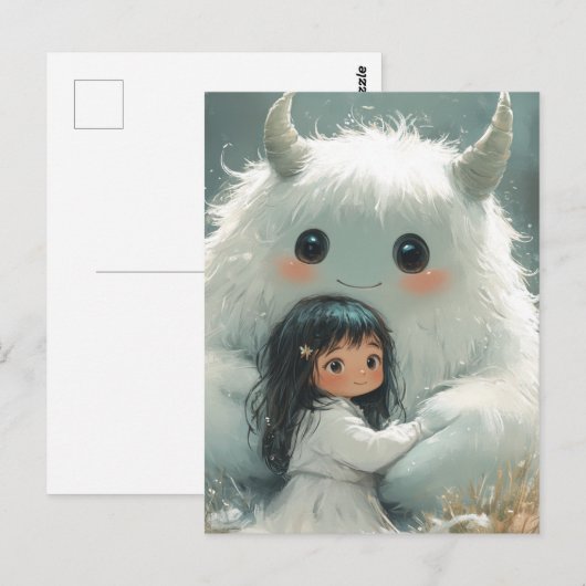 Hij houdt me veilig klein meisje, haar monstervrie briefkaart (Voorkant / Achterkant)