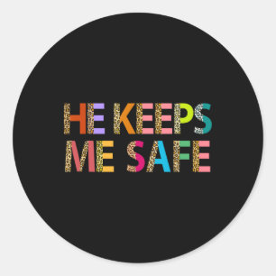 Hij Houdt Me Veilig Wolf Voor Liefhebbers Vriendin Ronde Sticker