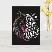 Hij Houdt Me Veilig Zij Houdt Me Wolf Kunst Liefhe Kaart (Gele Bloem)