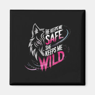 Hij Houdt Me Veilig Zij Houdt Me Wolf Kunst Minnaa Magneet