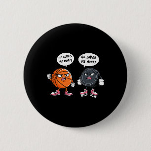 Hij houdt meer van mij Skelet ijshockeyspeler voor Ronde Button 5,7 Cm