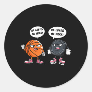 Hij houdt meer van mij Skelet ijshockeyspeler voor Ronde Sticker
