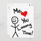 Hij houdt van je stok persoon Cartoon Briefkaart (Voorkant / Achterkant)