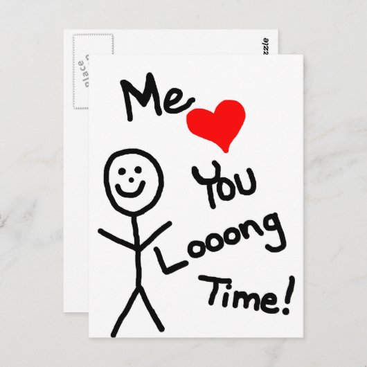 Hij houdt van je stok persoon Cartoon Briefkaart (Voorkant / Achterkant)