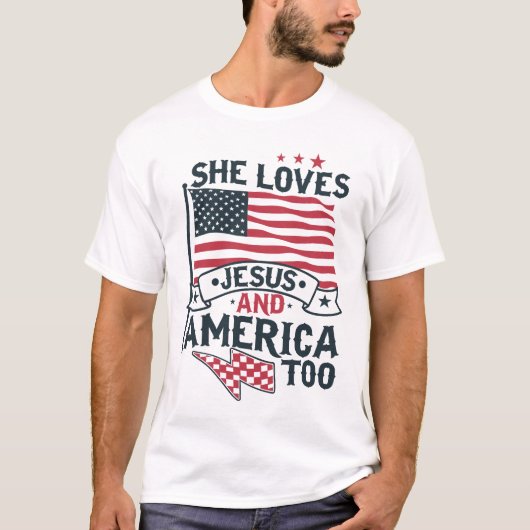 Hij houdt van Jezus Amerika T-shirt (Voorkant)