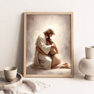 Hij houdt van jou, Christelijke kunst, Jezus omhel Poster