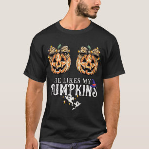 Hij houdt van mijn pompoenen Ik hou van zijn tover T-shirt