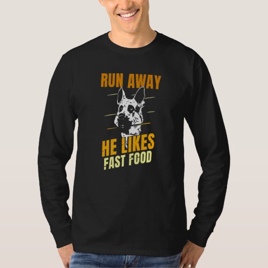 Hij houdt van snel eten K9 Handler Trainer Dog. T-shirt (Voorkant)