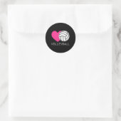 Hij houdt van volleybal ronde sticker (Tas)