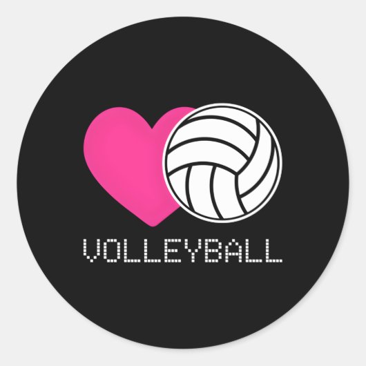 Hij houdt van volleybal ronde sticker (Voorkant)