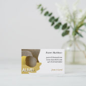 Hij is Alive. Visitekaartje (Staand voorkant)