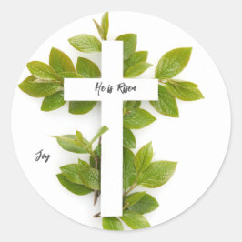 Hij is bewerkbare tekst in Risen/Pasen Ronde Sticker