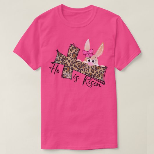 Hij is Christelijk Bunny Ears Leopard Faith Cro T-shirt (Design voorkant)