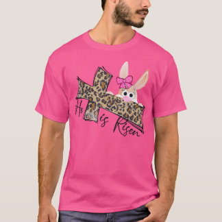 Hij is Christelijk Bunny Ears Leopard Faith Cro T-shirt