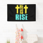 Hij is Christelijk gelukkig paasje Jezus Spandoek (Insitu)