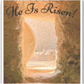 Hij is Christelijk op paasherrijzingsdag. Sticker (Voorkant)