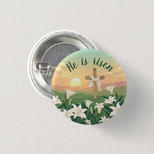 Hij is Christelijk opgestaan Ronde Button 3,2 Cm (Voorkant /achterkant)