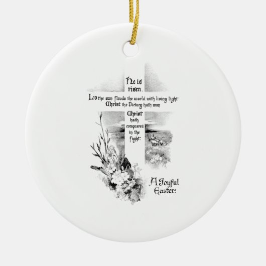 Hij is  Christelijk Pasen Keramisch Ornament (Voorkant)