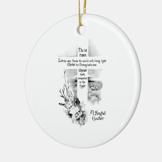 Hij is  Christelijk Pasen Keramisch Ornament (Links)