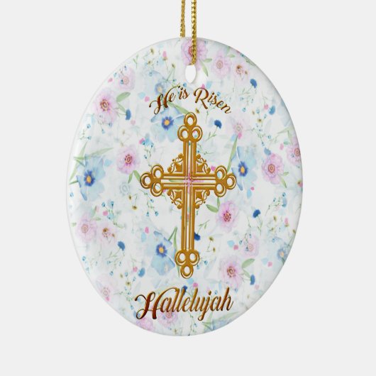 Hij is Christelijk Pasen Keramisch Ornament (Rechts)