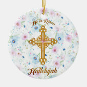 Hij is Christelijk Pasen Keramisch Ornament (Voorkant)