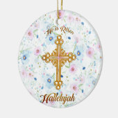 Hij is Christelijk Pasen Keramisch Ornament (Links)