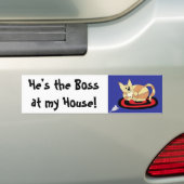 Hij is de baas... bumpersticker (Op auto)