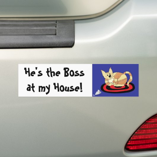 Hij is de baas... bumpersticker (Op auto)